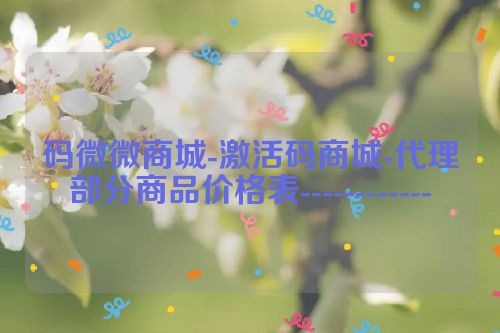 码微微商城-激活码商城-代理部分商品价格表------------ 第1张